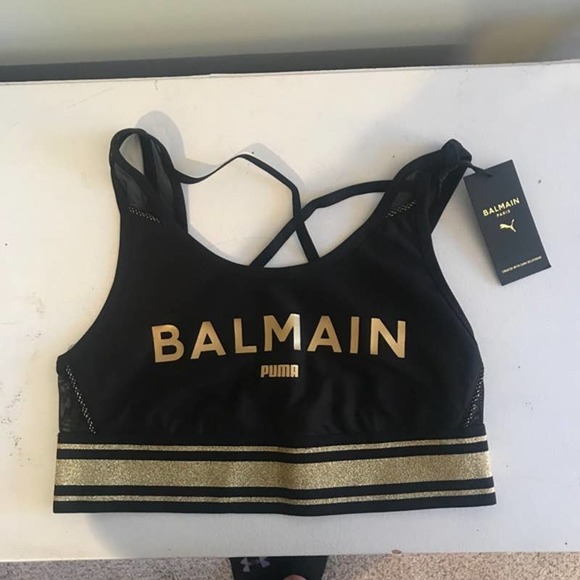 Balmain Other - BALMAIN x PUMA Black mesh bra top with gold logo